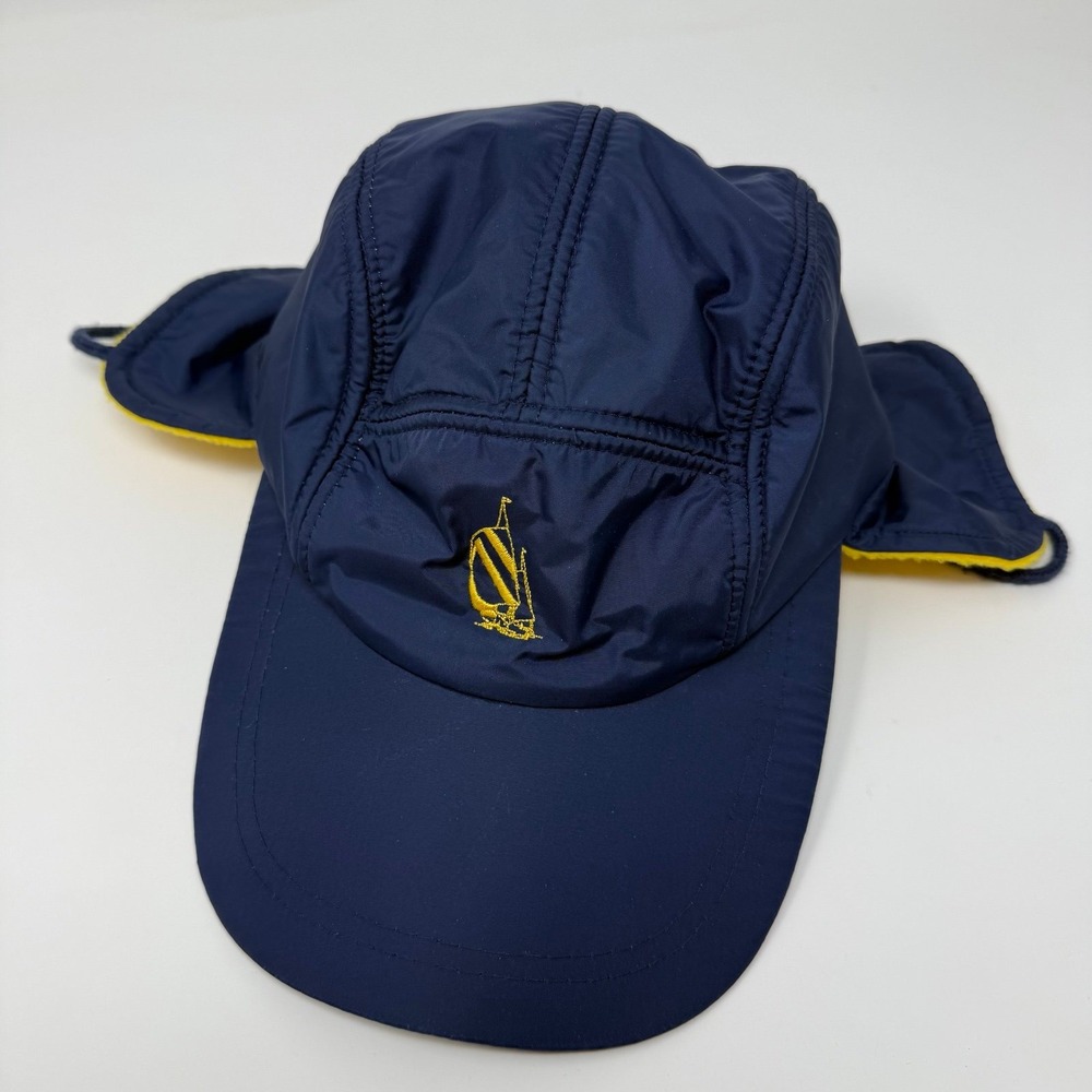 Vintage Nautica HydroNautics Hat ear flap cap blue  nylon